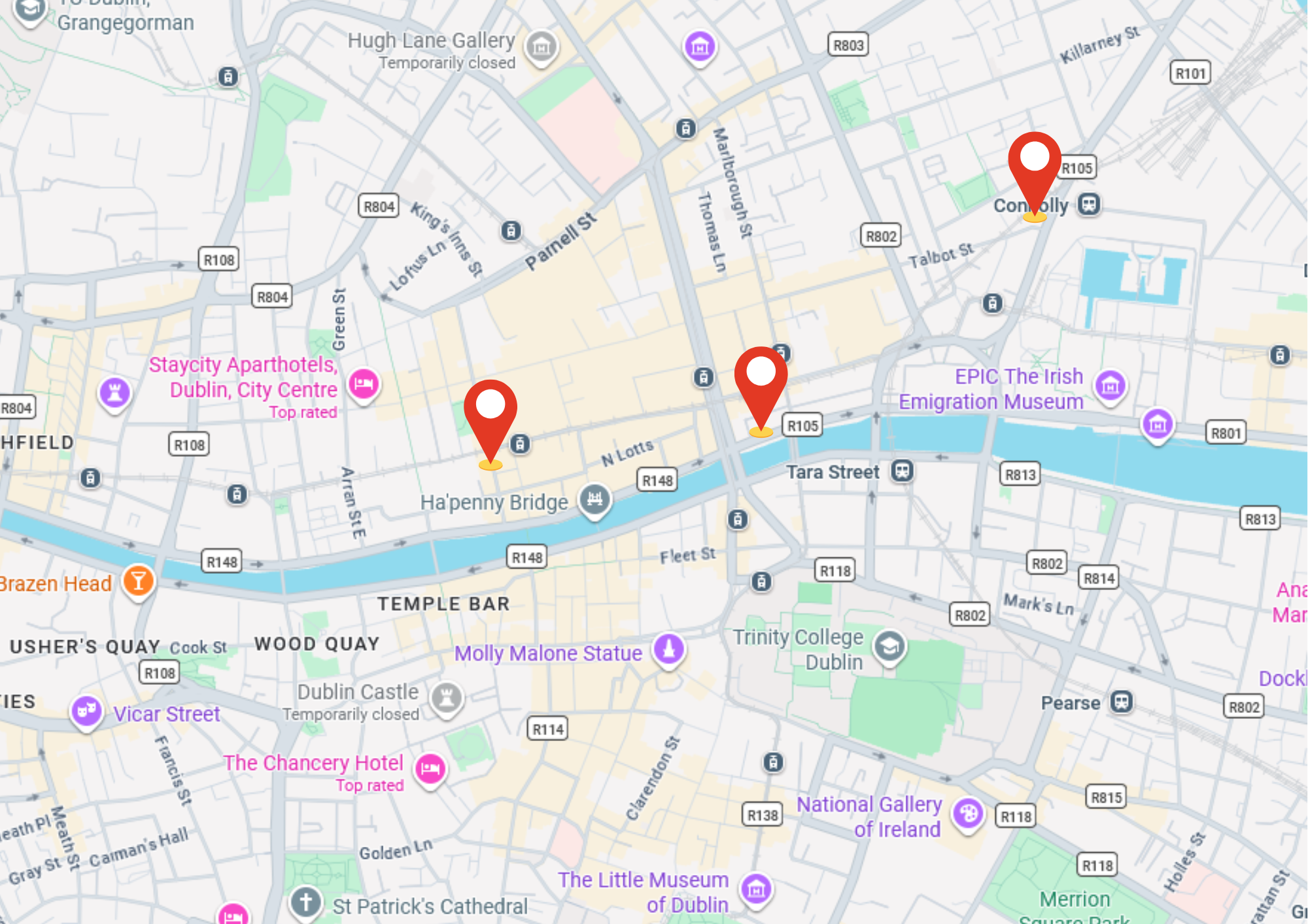 Map showing the location of Babel Academy at Ulysses House on Foley Street, Dublin